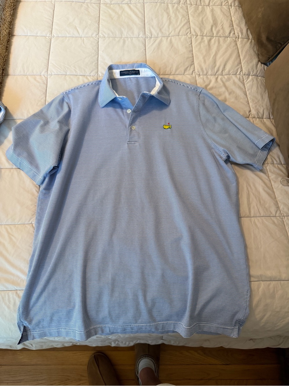 Masters Light Blue Striped Polo Shirt - Men's